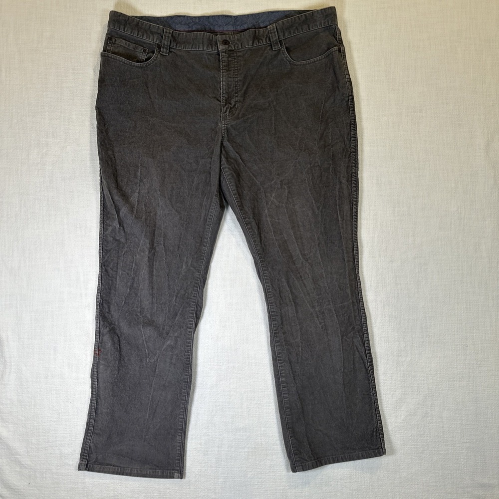 L.L. Bean Mens Corduroy Pants 42x29 Grey Standard Fit 5 Pocket Retro  98% Cotton